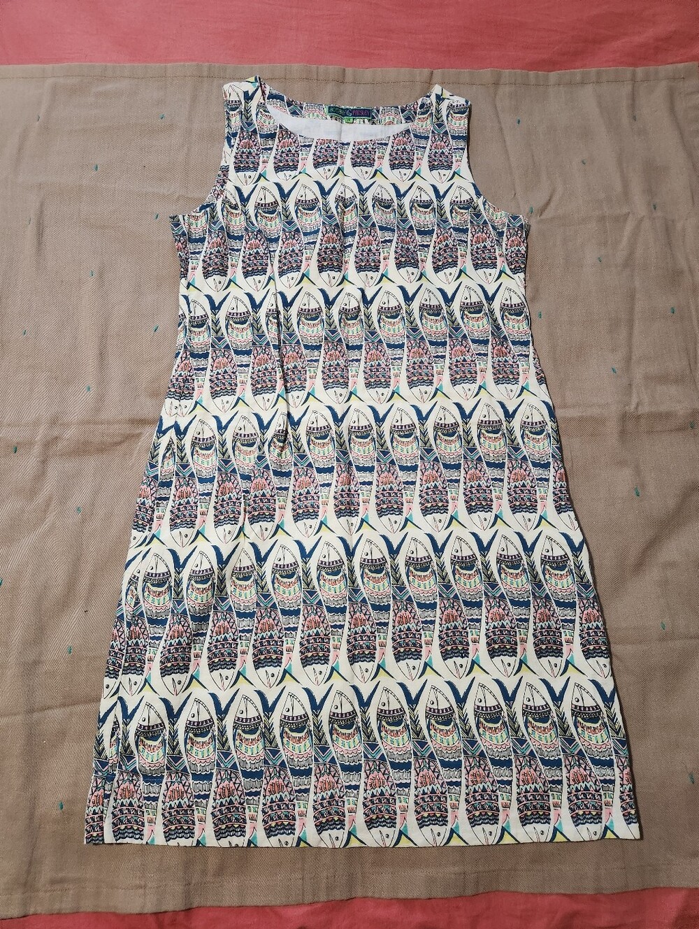 BOMBAY PAISLEY Sleeveless Dress SHEATH Fizh Print Sz M